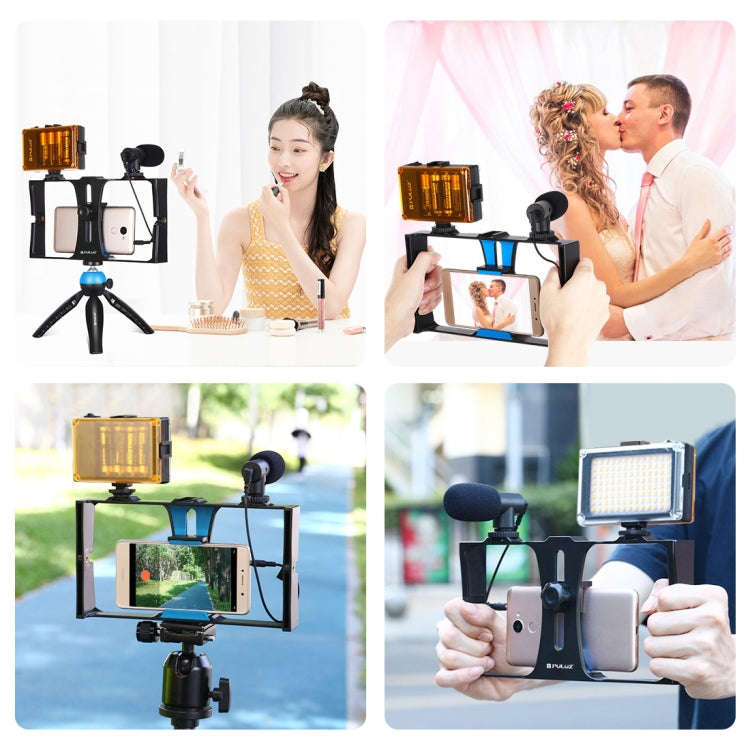 PULUZ 4 in 1 Vlogging Live Broadcast LED Selfie Light Smartphone Video Rig Kits with Microphone +...