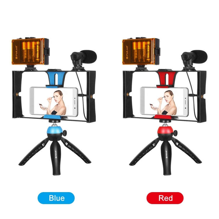 PULUZ 4 in 1 Vlogging Live Broadcast LED Selfie Light Smartphone Video Rig Kits with Microphone +...