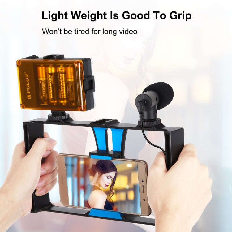 PULUZ 4 in 1 Vlogging Live Broadcast LED Selfie Light Smartphone Video Rig Kits with Microphone +...
