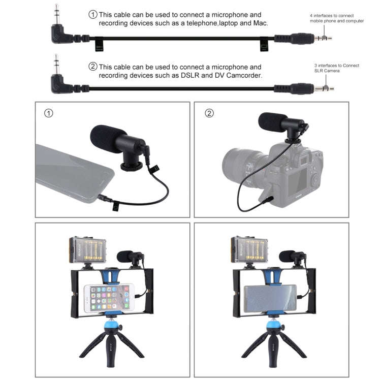 PULUZ 4 in 1 Vlogging Live Broadcast LED Selfie Light Smartphone Video Rig Kits with Microphone +...