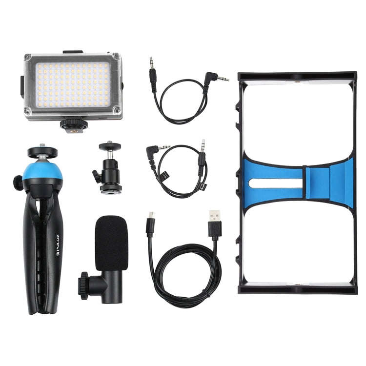 PULUZ 4 in 1 Vlogging Live Broadcast LED Selfie Light Smartphone Video Rig Kits with Microphone +...