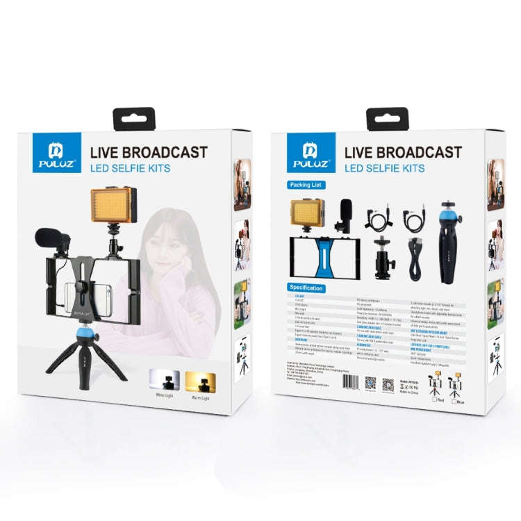 PULUZ 4 in 1 Vlogging Live Broadcast LED Selfie Light Smartphone Video Rig Kits with Microphone +...