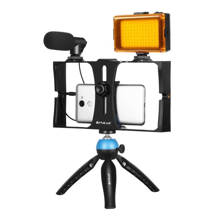 PULUZ 4 in 1 Vlogging Live Broadcast LED Selfie Light Smartphone Video Rig Kits with Microphone +...