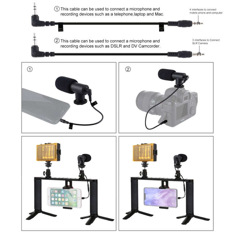 PULUZ 4 in 1 Vlogging Live Broadcast LED Selfie Light Smartphone Video Rig Handle Stabilizer Alum...