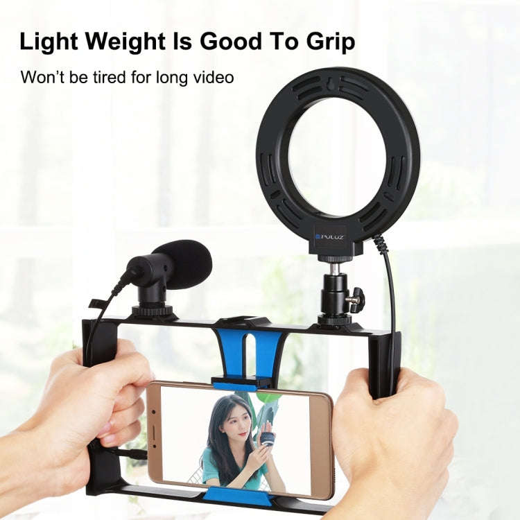 PULUZ 4 in 1 Vlogging Live Broadcast Smartphone Video Rig + 4.7 inch 12cm Ring LED Selfie Light K...