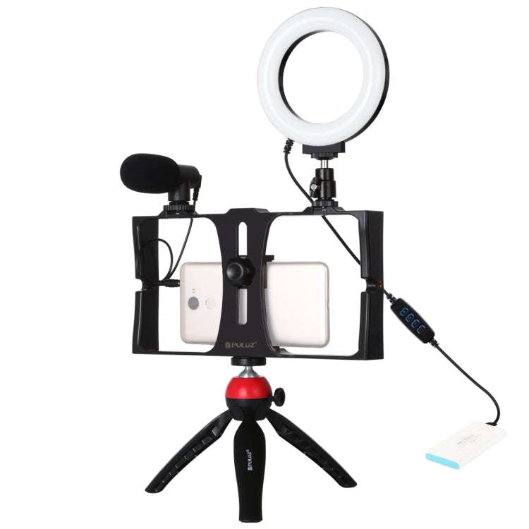 PULUZ 4 in 1 Vlogging Live Broadcast Smartphone Video Rig + 4.7 inch 12cm Ring LED Selfie Light K...