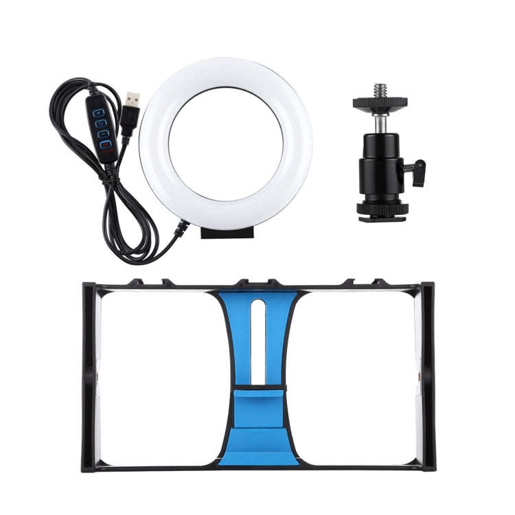 PULUZ 2 in 1 Vlogging Live Broadcast Smartphone Video Rig + 4.7 inch 12cm Ring LED Selfie Light K...