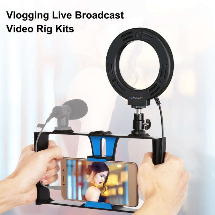 PULUZ 2 in 1 Vlogging Live Broadcast Smartphone Video Rig + 4.7 inch 12cm Ring LED Selfie Light K...