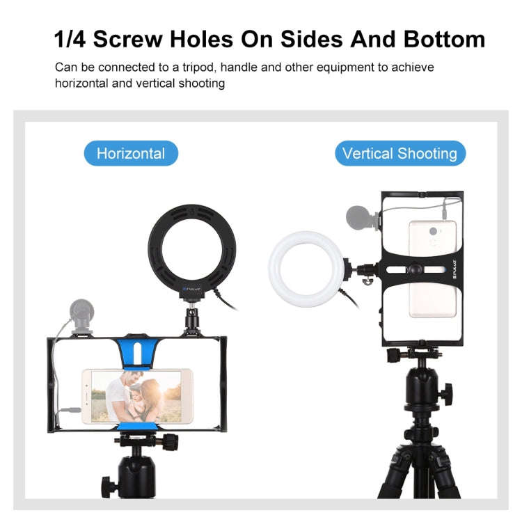 PULUZ 2 in 1 Vlogging Live Broadcast Smartphone Video Rig + 4.7 inch 12cm Ring LED Selfie Light K...