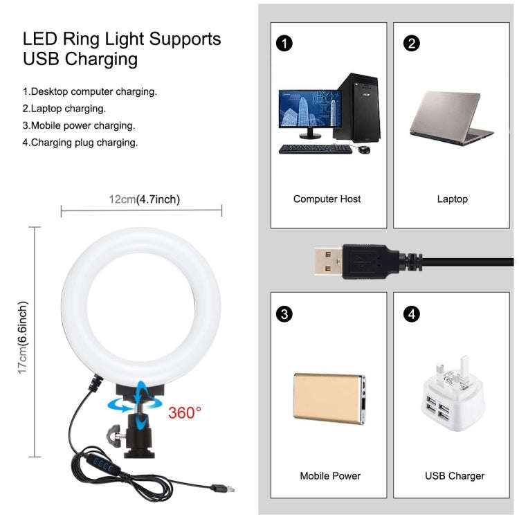 PULUZ 2 in 1 Vlogging Live Broadcast Smartphone Video Rig + 4.7 inch 12cm Ring LED Selfie Light K...