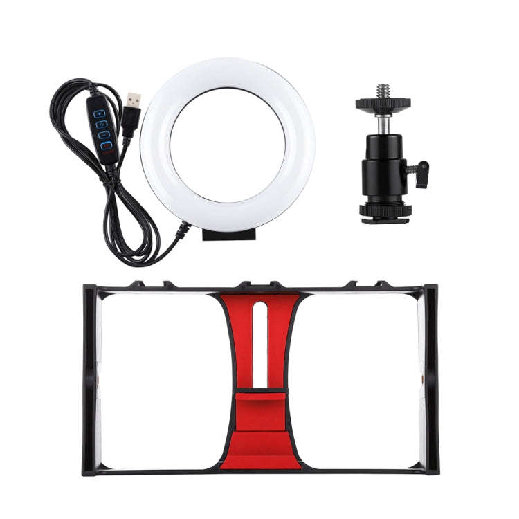 PULUZ 2 in 1 Vlogging Live Broadcast Smartphone Video Rig + 4.7 inch 12cm Ring LED Selfie Light K...