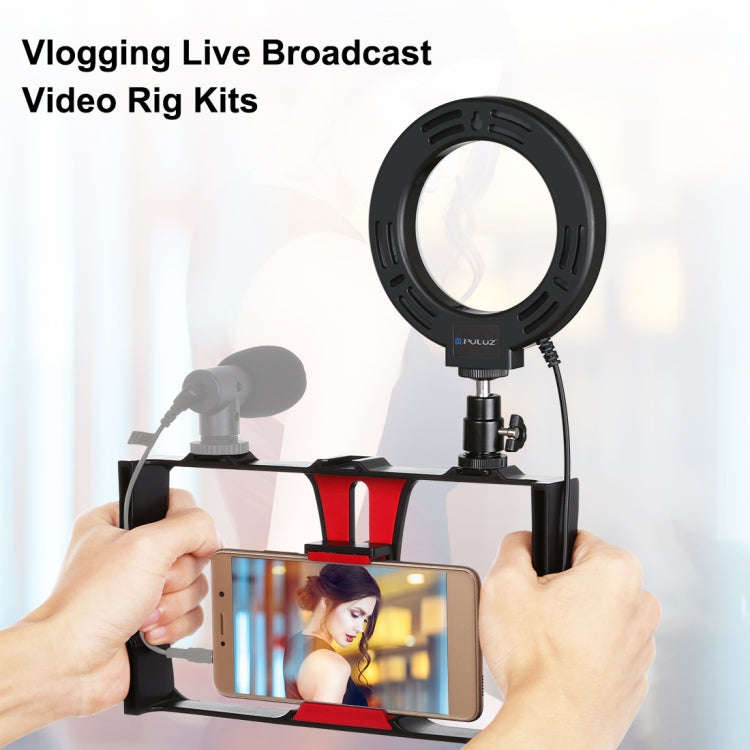 PULUZ 2 in 1 Vlogging Live Broadcast Smartphone Video Rig + 4.7 inch 12cm Ring LED Selfie Light K...