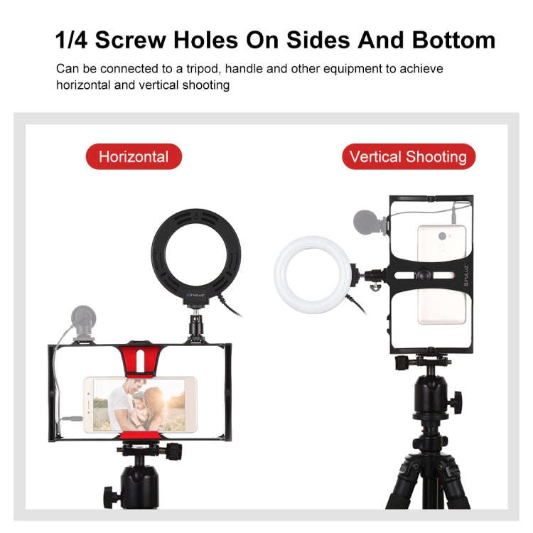 PULUZ 2 in 1 Vlogging Live Broadcast Smartphone Video Rig + 4.7 inch 12cm Ring LED Selfie Light K...