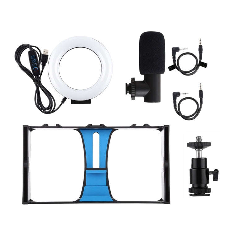 PULUZ 3 in 1 Vlogging Live Broadcast Smartphone Video Rig + Microphone +  4.7 inch 12cm Ring LED ...