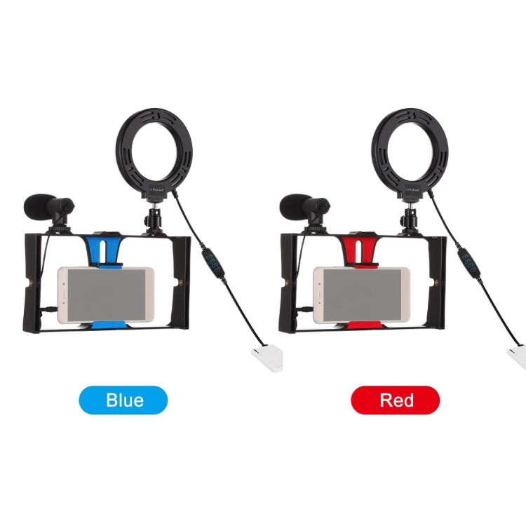PULUZ 3 in 1 Vlogging Live Broadcast Smartphone Video Rig + Microphone +  4.7 inch 12cm Ring LED ...