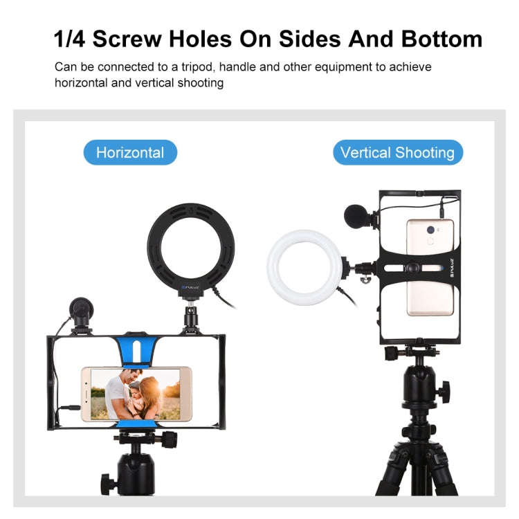 PULUZ 3 in 1 Vlogging Live Broadcast Smartphone Video Rig + Microphone +  4.7 inch 12cm Ring LED ...