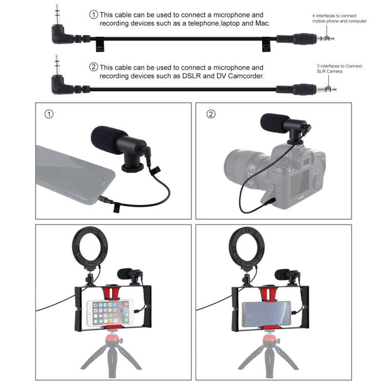 PULUZ 3 in 1 Vlogging Live Broadcast Smartphone Video Rig + Microphone +  4.7 inch 12cm Ring LED ...