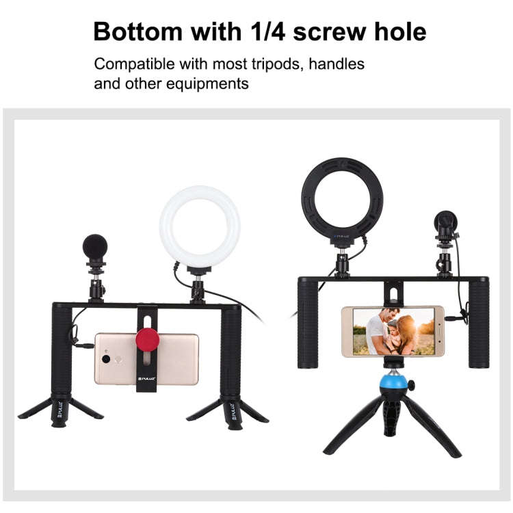 PULUZ 4 in 1 Vlogging Live Broadcast 4.7 inch 12cm Ring LED Selfie Light Smartphone Video Rig Han...