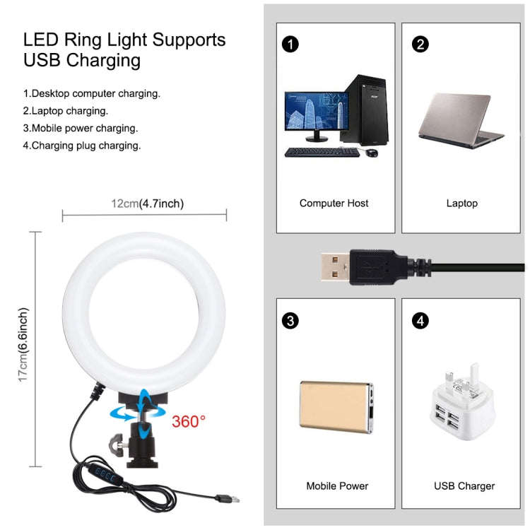 PULUZ 4 in 1 Vlogging Live Broadcast 4.7 inch 12cm Ring LED Selfie Light Smartphone Video Rig Han...