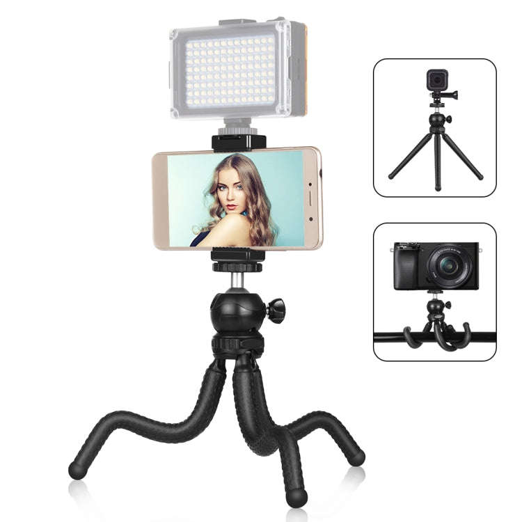 PULUZ Mini Octopus Flexible Tripod Holder with Ball Head & Phone Clamp + Tripod Mount Adapter & L...