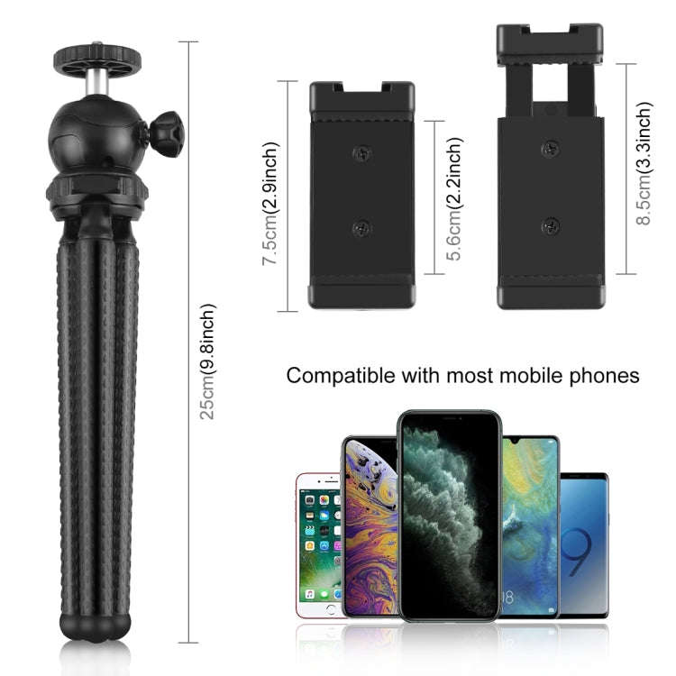 PULUZ Mini Octopus Flexible Tripod Holder with Ball Head & Phone Clamp + Tripod Mount Adapter & L...
