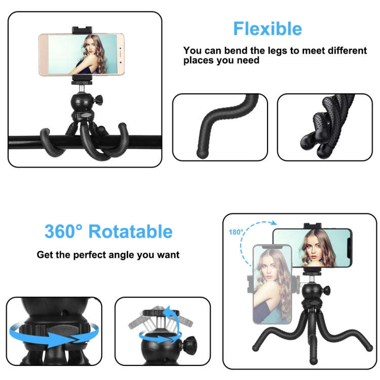 PULUZ Mini Octopus Flexible Tripod Holder with Ball Head & Phone Clamp + Tripod Mount Adapter & L...