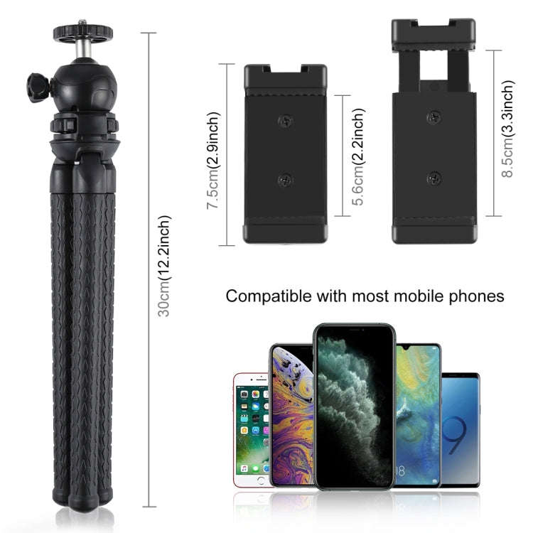 PULUZ Mini Octopus Flexible Tripod Holder with Ball Head & Phone Clamp + Tripod Mount Adapter & L...