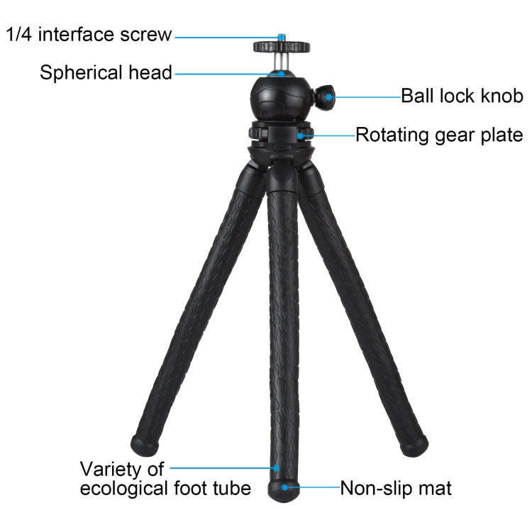 PULUZ Mini Octopus Flexible Tripod Holder with Ball Head & Phone Clamp + Tripod Mount Adapter & L...