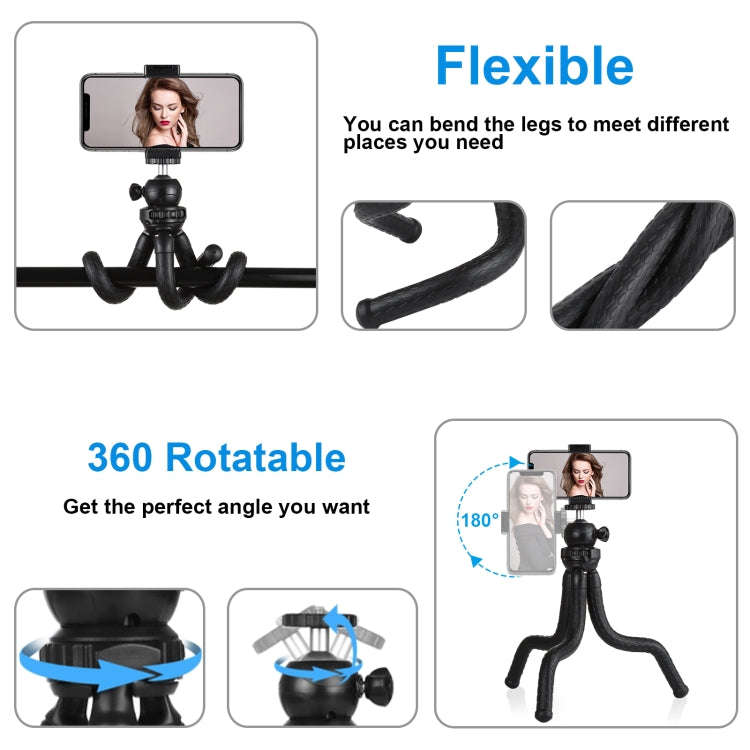 PULUZ Mini Octopus Flexible Tripod Holder with Ball Head & Phone Clamp + Tripod Mount Adapter & L...