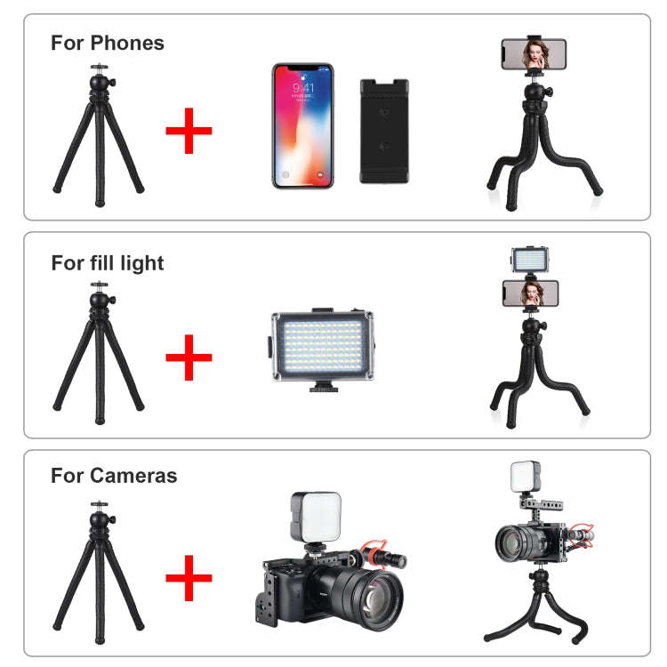PULUZ Mini Octopus Flexible Tripod Holder with Ball Head & Phone Clamp + Tripod Mount Adapter & L...