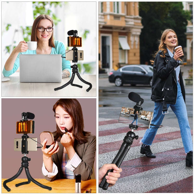 PULUZ Mini Octopus Flexible Tripod Holder with Ball Head & Phone Clamp + Tripod Mount Adapter & L...
