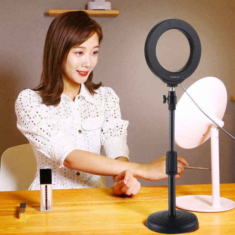 PULUZ 4.7 inch 12cm Curved Surface Ring Light + Round Base Desktop Mount USB 10 Modes 8 Colors RG...