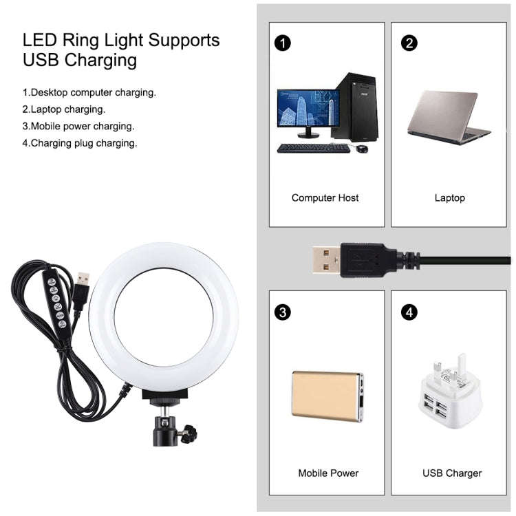 PULUZ 4.7 inch 12cm Curved Surface Ring Light + Round Base Desktop Mount USB 10 Modes 8 Colors RG...