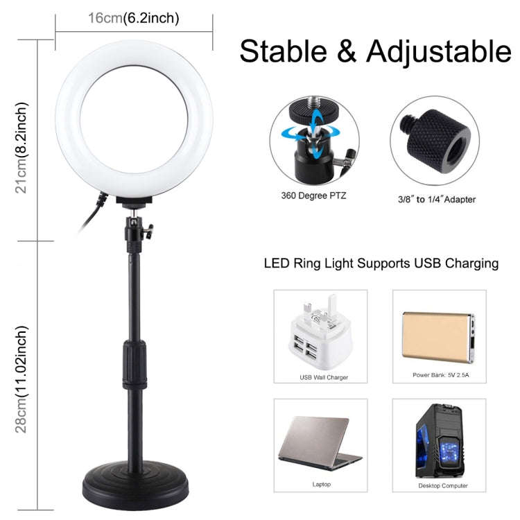 PULUZ 6.2 inch 16cm USB 10 Modes 8 Colors RGBW Dimmable LED Ring Vlogging Photography Video Light...