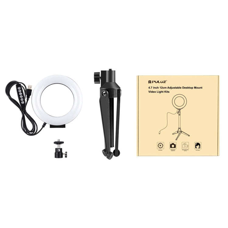 PULUZ 4.7 inch 12cm USB 10 Modes 8 Colors RGBW Dimmable LED Ring Vlogging Photography Video Light...