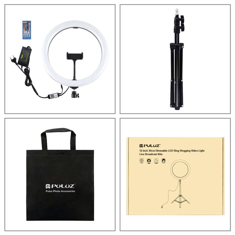 PULUZ 11.8 inch 30cm RGB Light 1.1m Tripod Mount Dimmable LED Ring Vlogging Selfie Photography Vi...
