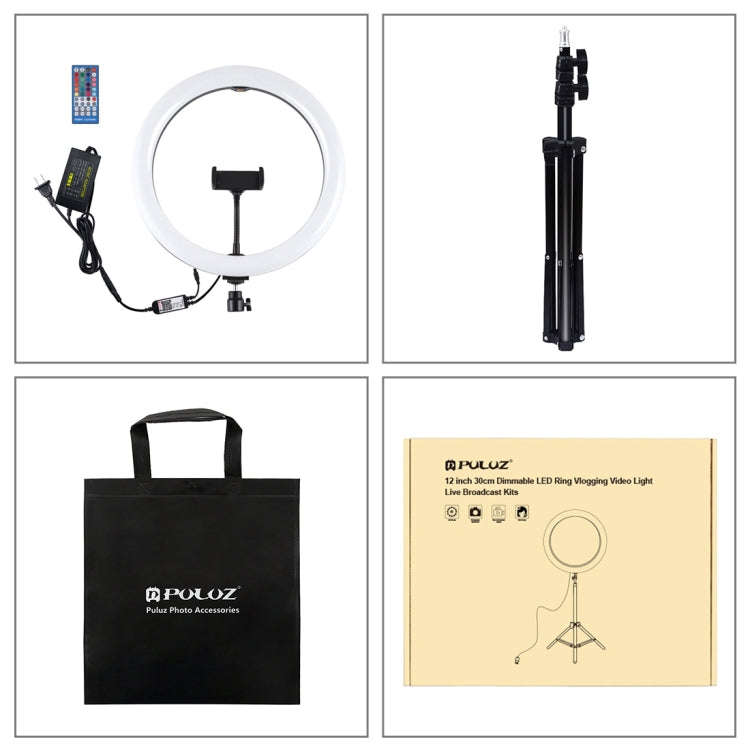 PULUZ 11.8 inch 30cm RGB Light 1.1m Tripod Mount Dimmable LED Ring Vlogging Selfie Photography Vi...