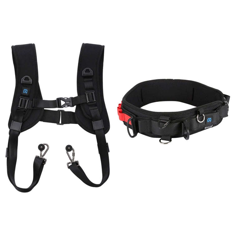 PULUZ 2 in 1 Multi-functional Bundle Waistband Strap + Double Shoulders Strap Kits with Hook for ...