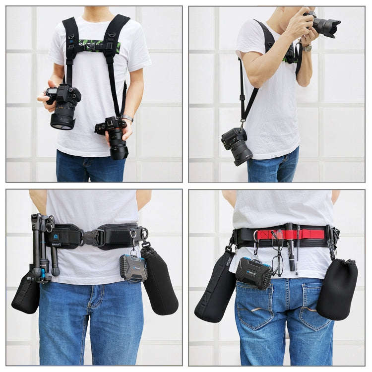 PULUZ 2 in 1 Multi-functional Bundle Waistband Strap + Double Shoulders Strap Kits with Hook for ...