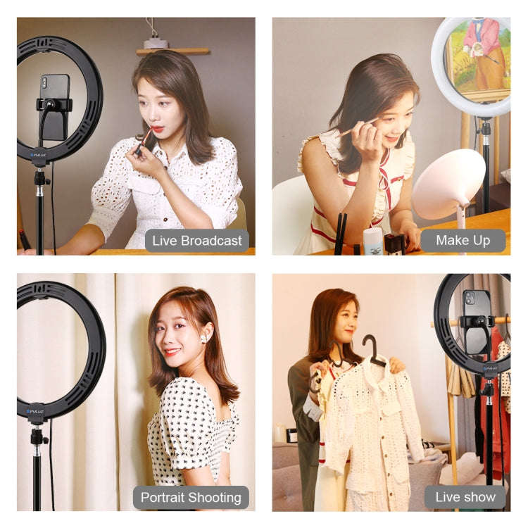 PULUZ 10.2 inch 26cm Ring Light + 1.1m Tripod Mount USB 3 Modes Dimmable Dual Color Temperature L...
