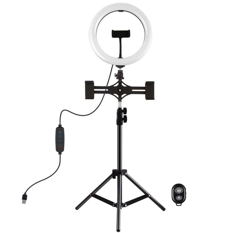 PULUZ 10.2 inch 26cm Light + 1.1m Tripod Mount + Dual Phone Brackets USB 3 Modes Dimmable Dual Co...