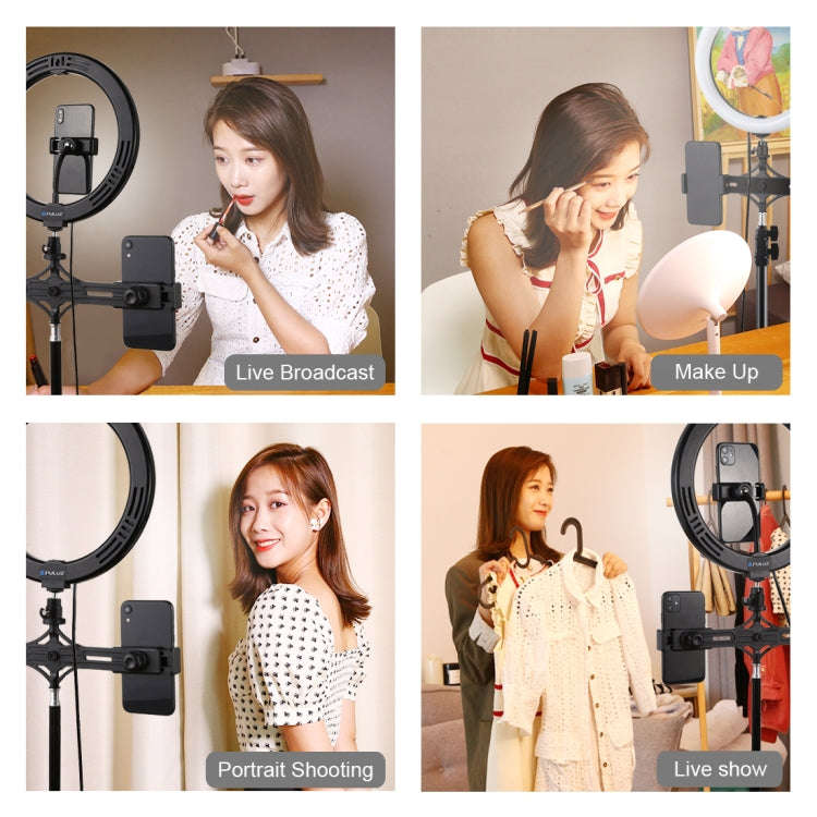 PULUZ 10.2 inch 26cm Light + 1.1m Tripod Mount + Dual Phone Brackets USB 3 Modes Dimmable Dual Co...