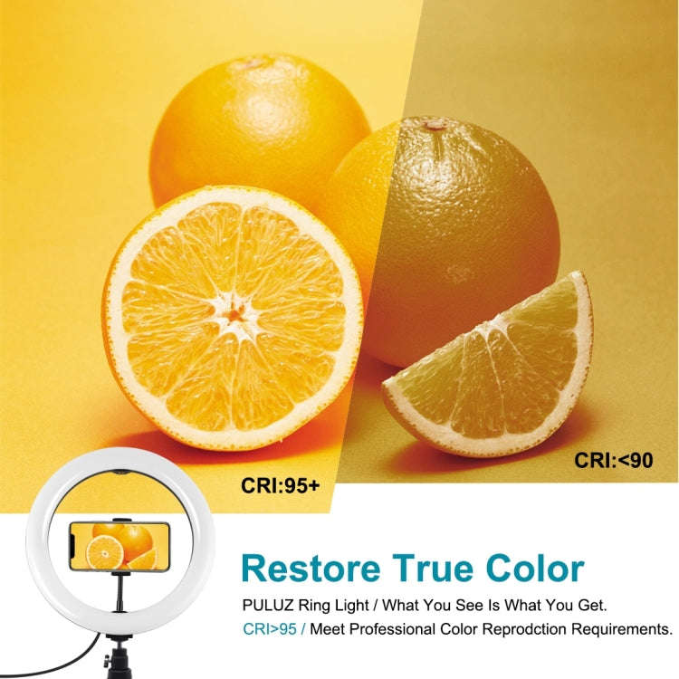PULUZ 10.2 inch 26cm Selfie Beauty Light + Desktop Tripod Mount USB 3 Modes Dimmable LED Ring Vlo...