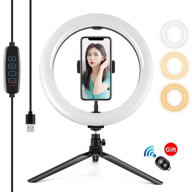 PULUZ 10.2 inch 26cm Light + Desktop Tripod Mount USB 3 Modes Dimmable Dual Color Temperature LED...