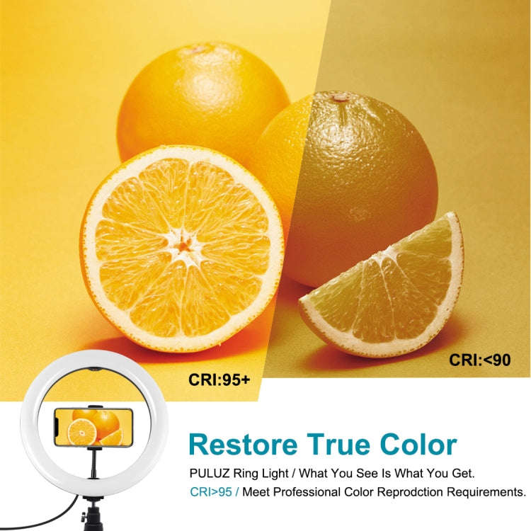 PULUZ 10.2 inch 26cm Light + Desktop Tripod Mount USB 3 Modes Dimmable Dual Color Temperature LED...