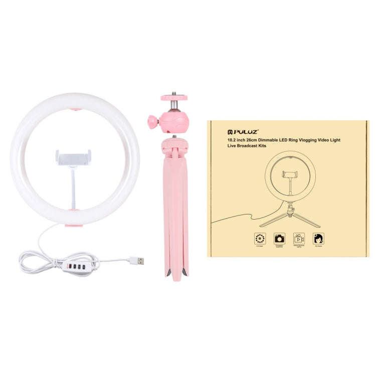 PULUZ 10.2 inch 26cm Light + Desktop Tripod Mount USB 3 Modes Dimmable Dual Color Temperature LED...