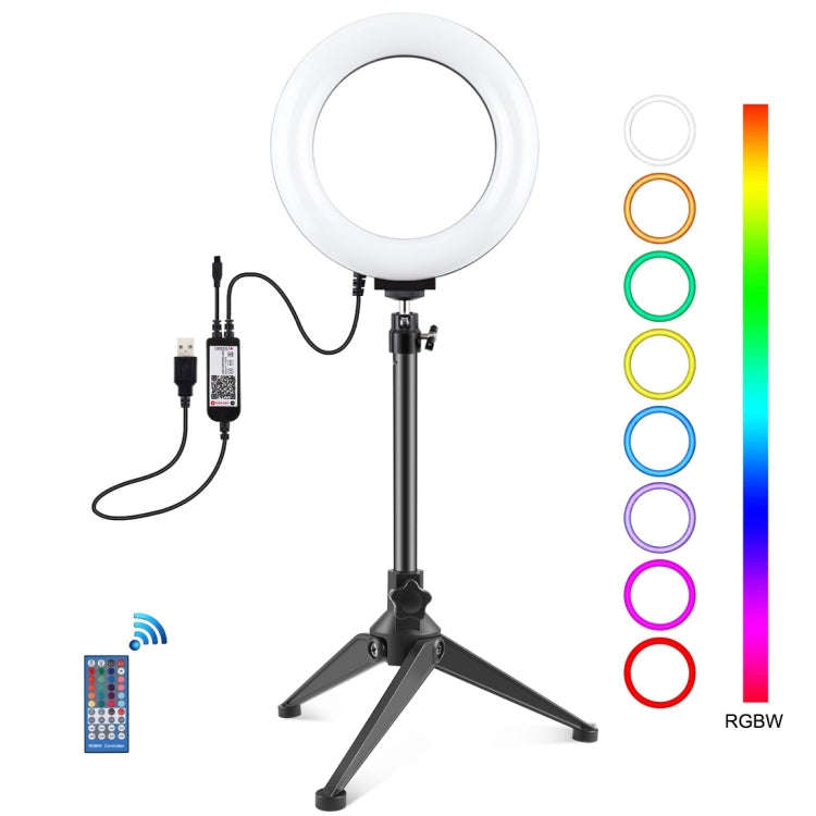 PULUZ 6.2 inch 16cm RGBW Light + Desktop Tripod Mount + USB Dimmable LED Ring Vlogging Photograph...