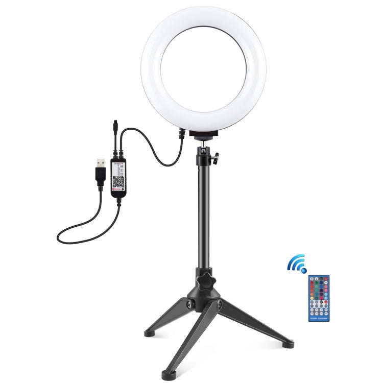 PULUZ 6.2 inch 16cm RGBW Light + Desktop Tripod Mount + USB Dimmable LED Ring Vlogging Photograph...