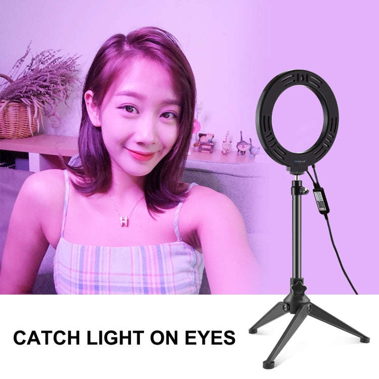 PULUZ 6.2 inch 16cm RGBW Light + Desktop Tripod Mount + USB Dimmable LED Ring Vlogging Photograph...