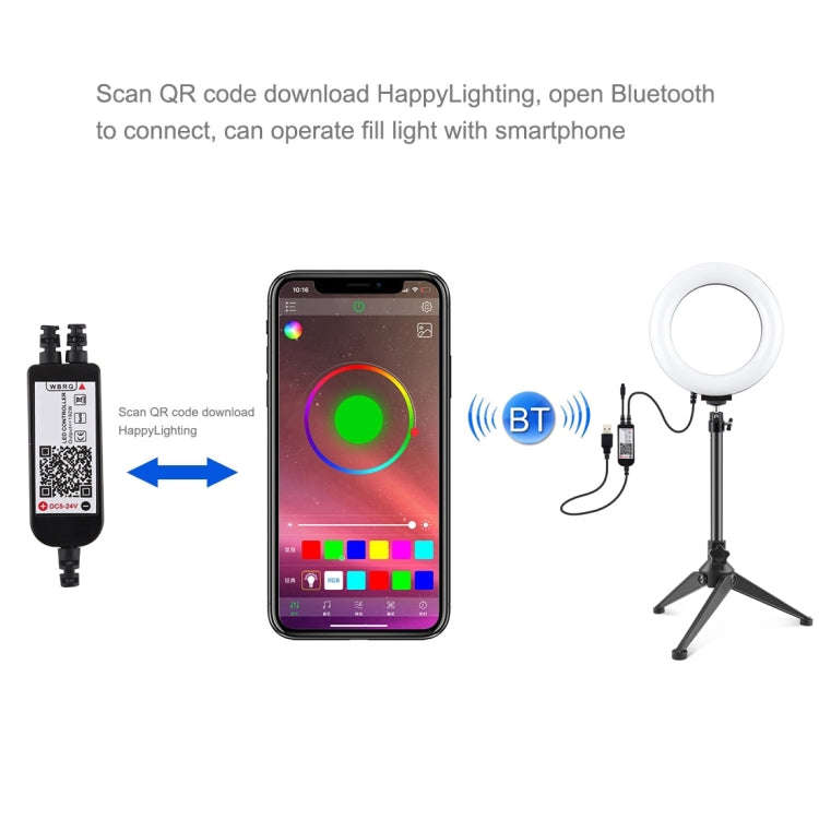 PULUZ 6.2 inch 16cm RGBW Light + Desktop Tripod Mount + USB Dimmable LED Ring Vlogging Photograph...